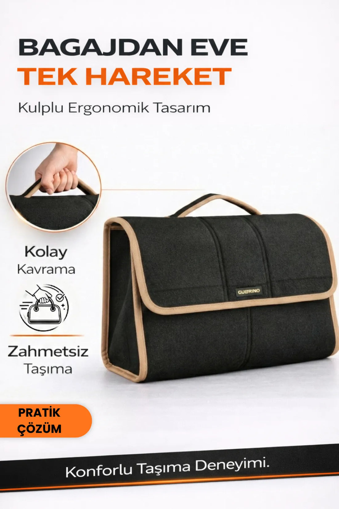 Oto Bagaj Çantası L Boy Kaymaz Cırt Bantlı Velur Kompakt Düzenleyici