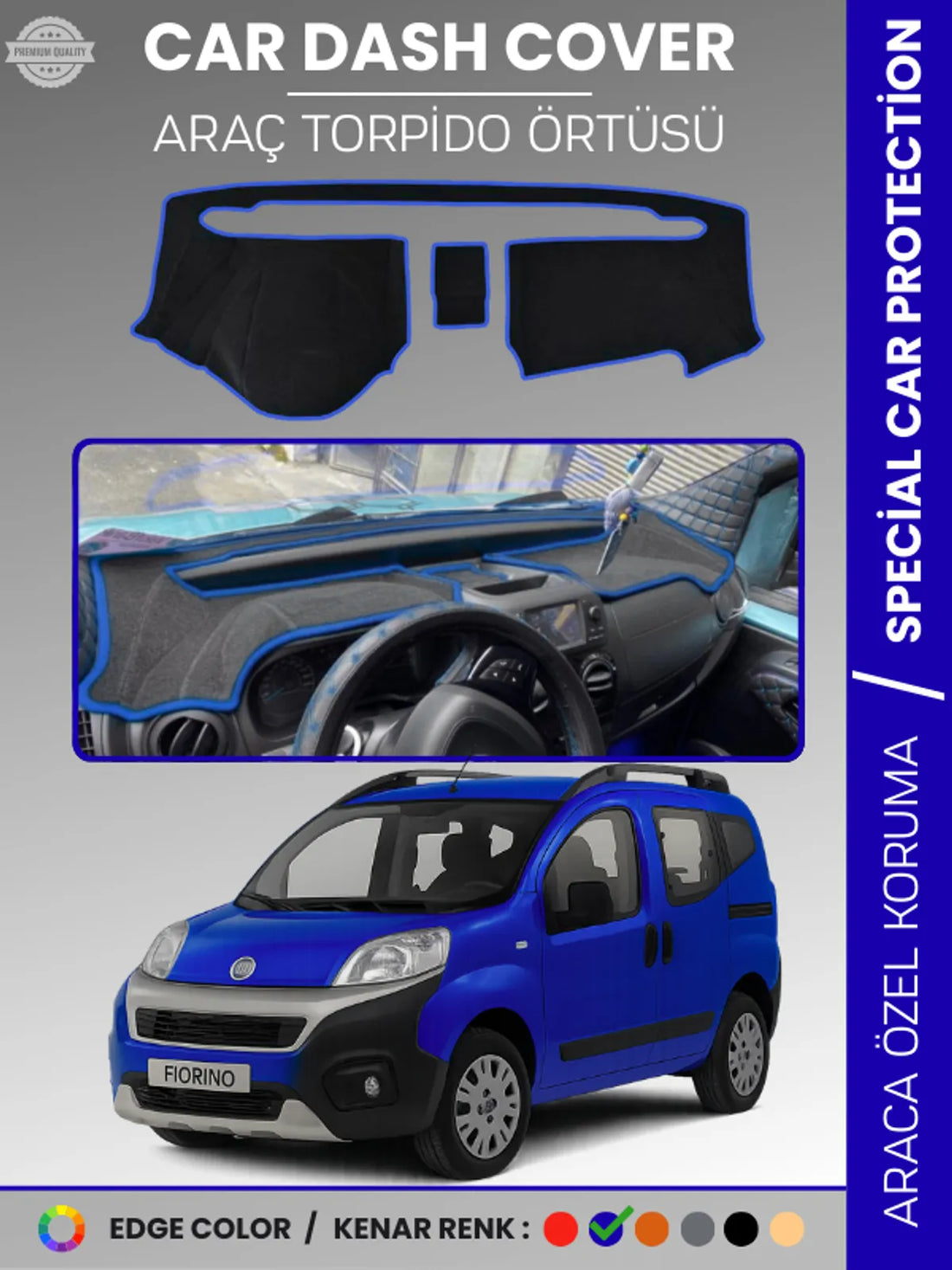 FIAT FİORİNO (2007-2024) Uyumlu Torpido Örtüsü Araca Özel Ön Göğüs Koruma
