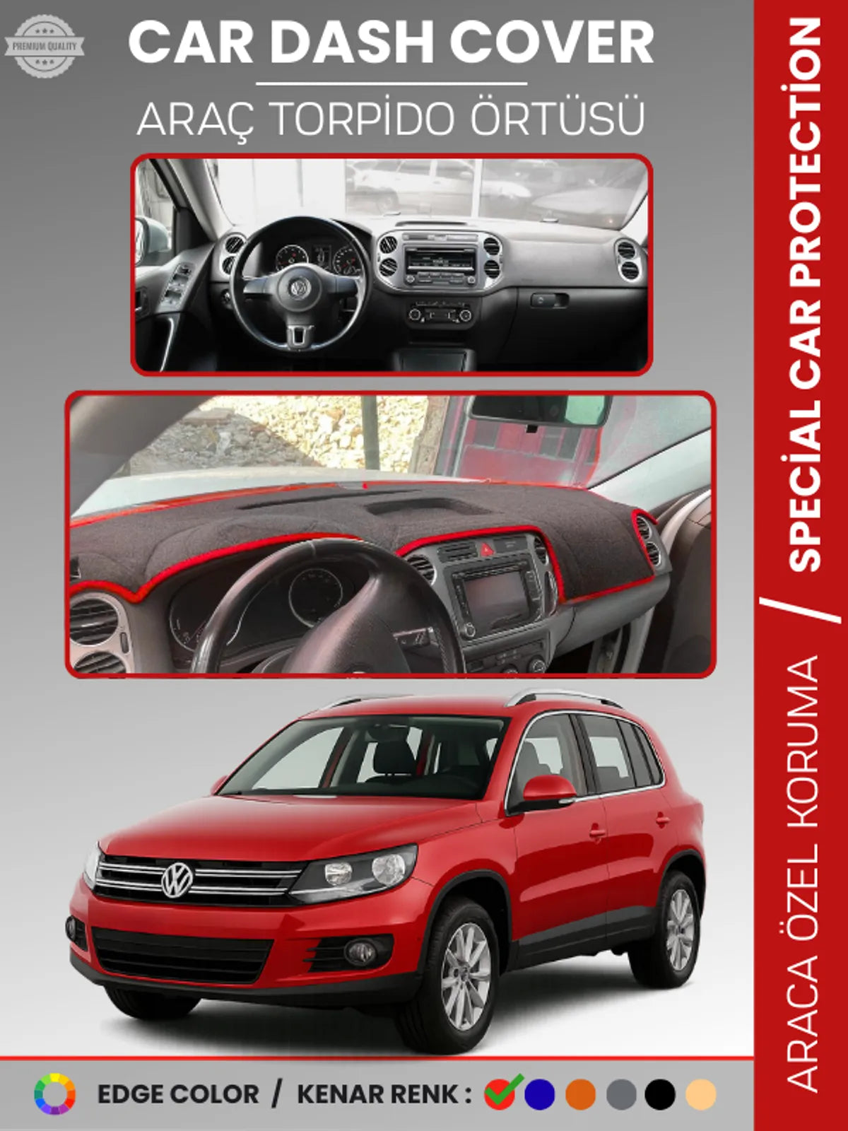 VOLKSWAGEN TIGUAN (2007-2015) Uyumlu Torpido Örtüsü Araca Özel Ön Göğüs Koruma