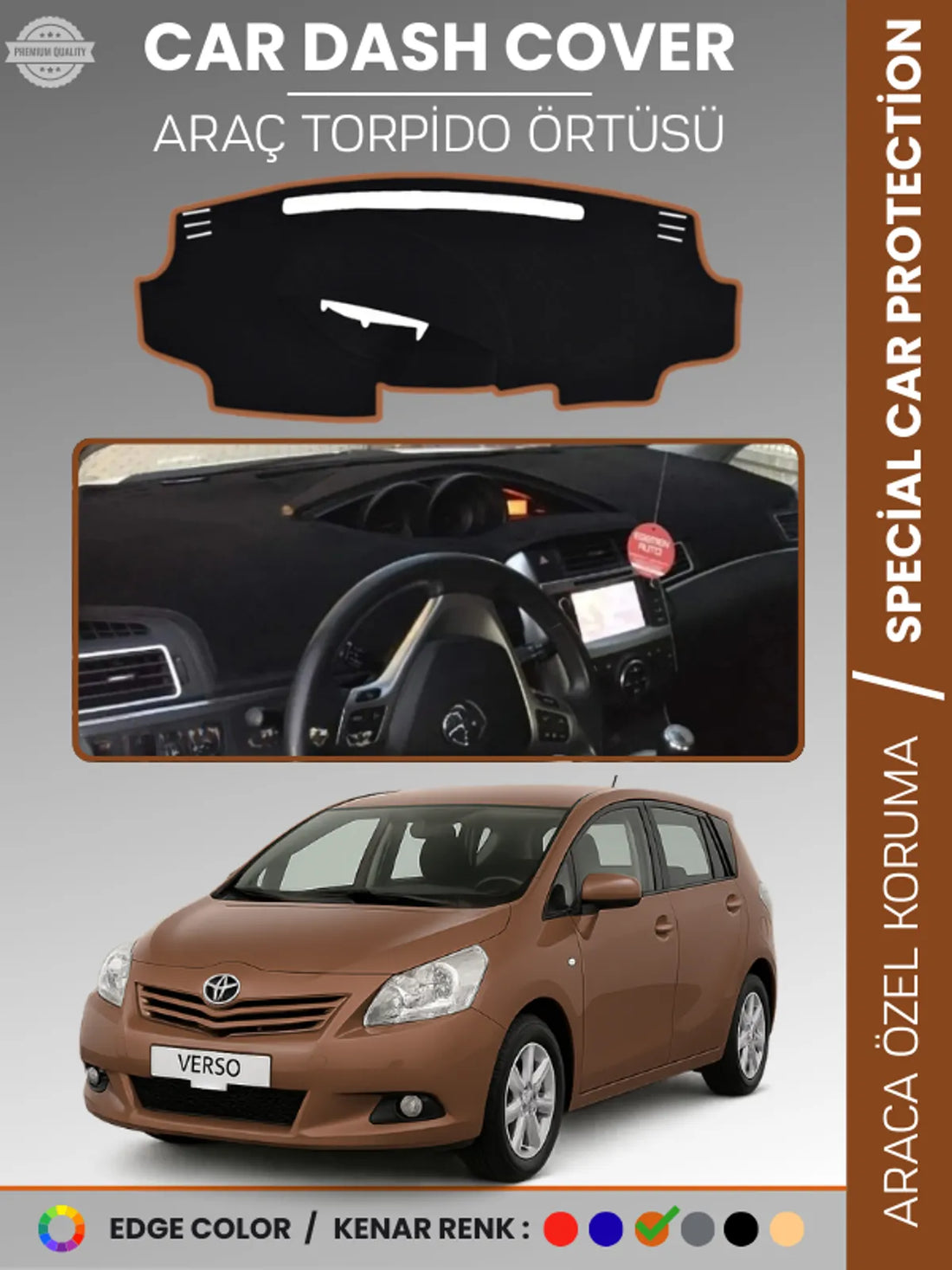 TOYOTA VERSO (2009-2018) Uyumlu Torpido Örtüsü Araca Özel Ön Göğüs Koruma