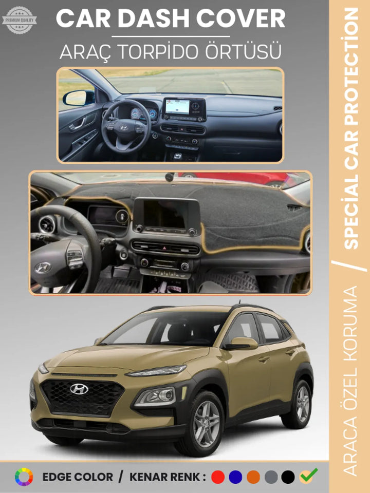 HYUNDAİ KONA (2020-2022) Uyumlu Torpido Örtüsü Araca Özel Ön Göğüs Koruma