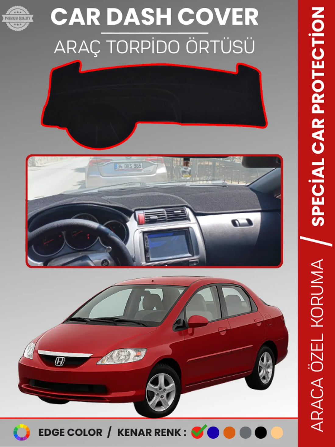 HONDA CITY (2002-2007) Uyumlu Torpido Örtüsü Araca Özel Ön Göğüs Koruma