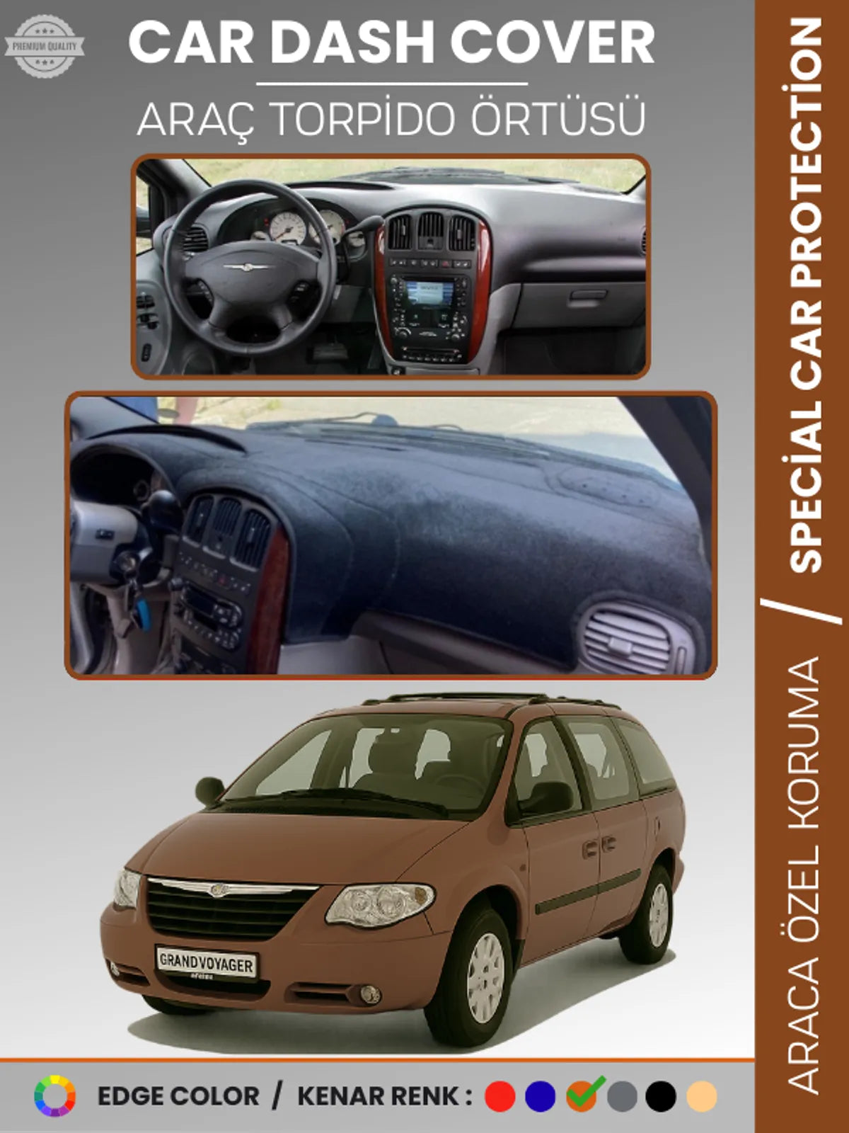 CHRYSLER GRAND VOYAGER (2002-2006) Uyumlu Torpido Örtüsü Araca Özel Ön Göğüs Koruma