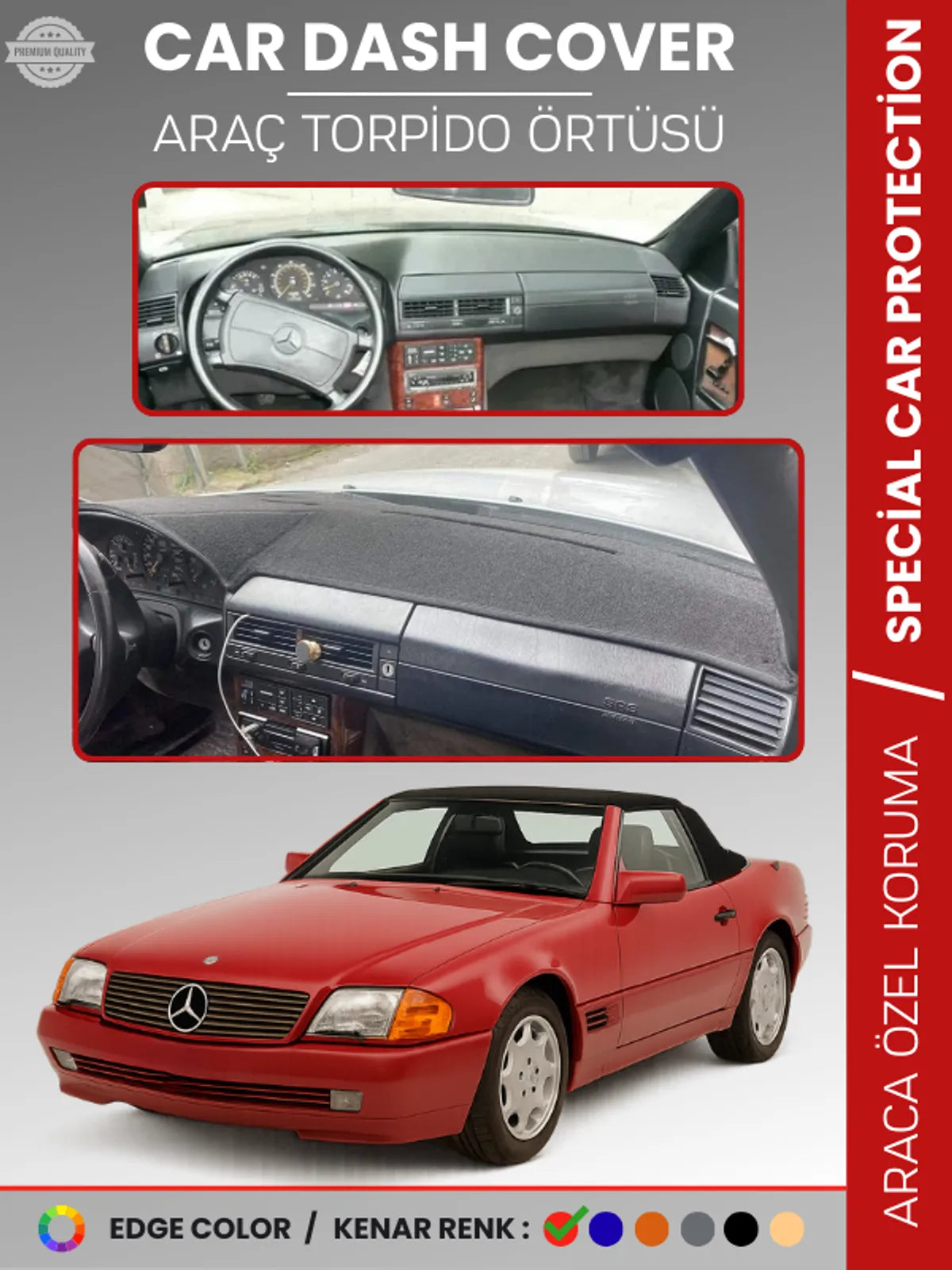 MERCEDES SL R129 (1989-2001) Uyumlu Torpido Örtüsü Araca Özel Ön Göğüs Koruma