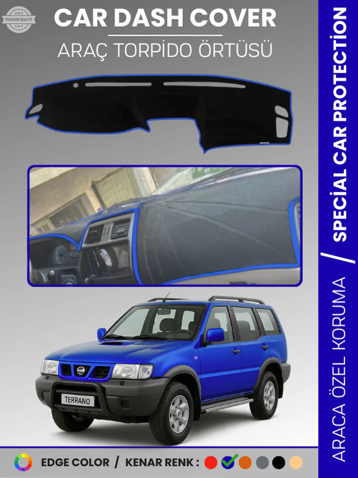 NİSSAN TERRANO DÜZ MODEL (1999-2003) Uyumlu Torpido Örtüsü Araca Özel Ön Göğüs Koruma