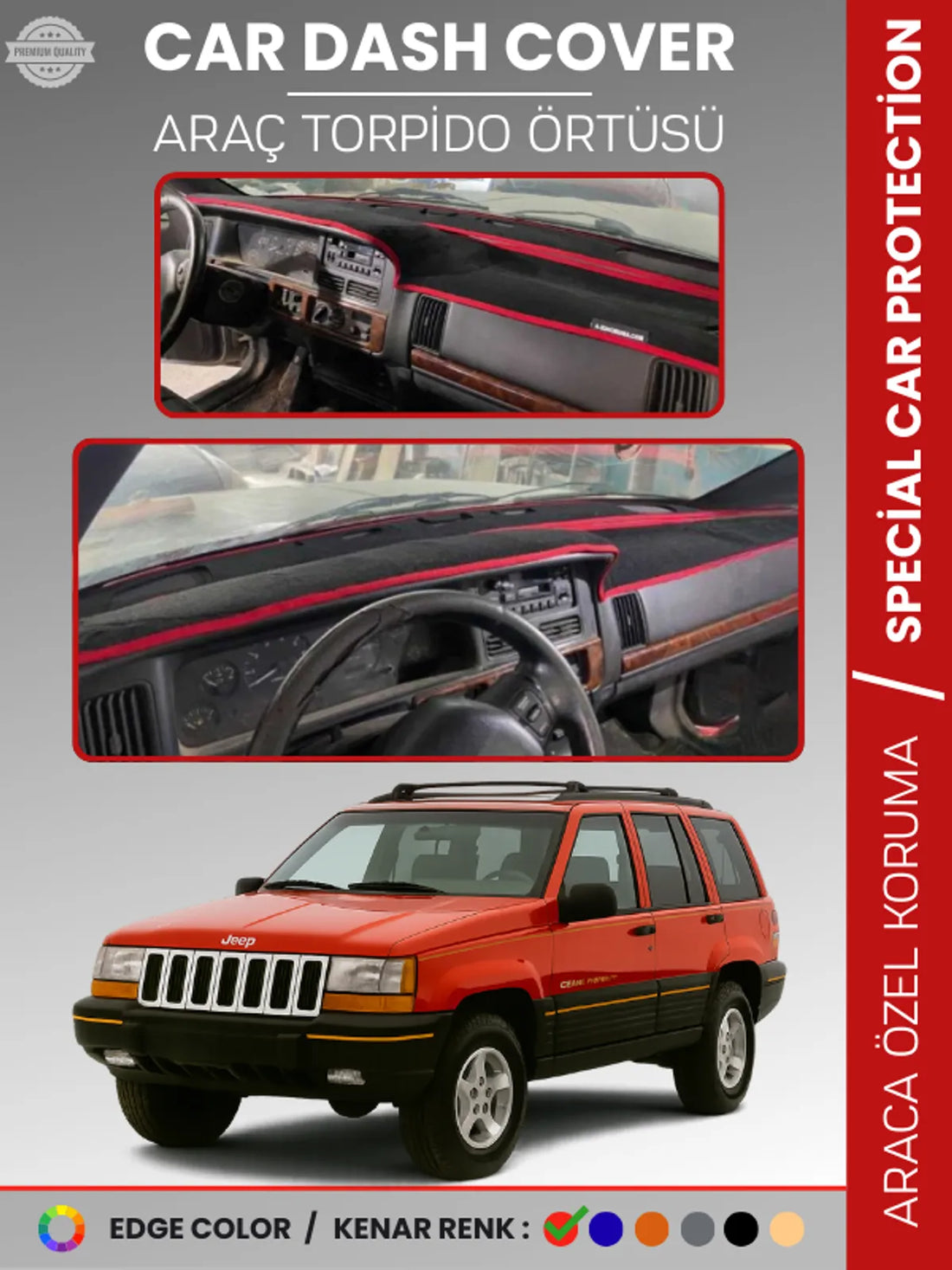 JEEP GRAND CHEROKEE (1993-1998) Uyumlu Torpido Örtüsü Araca Özel Ön Göğüs Koruma