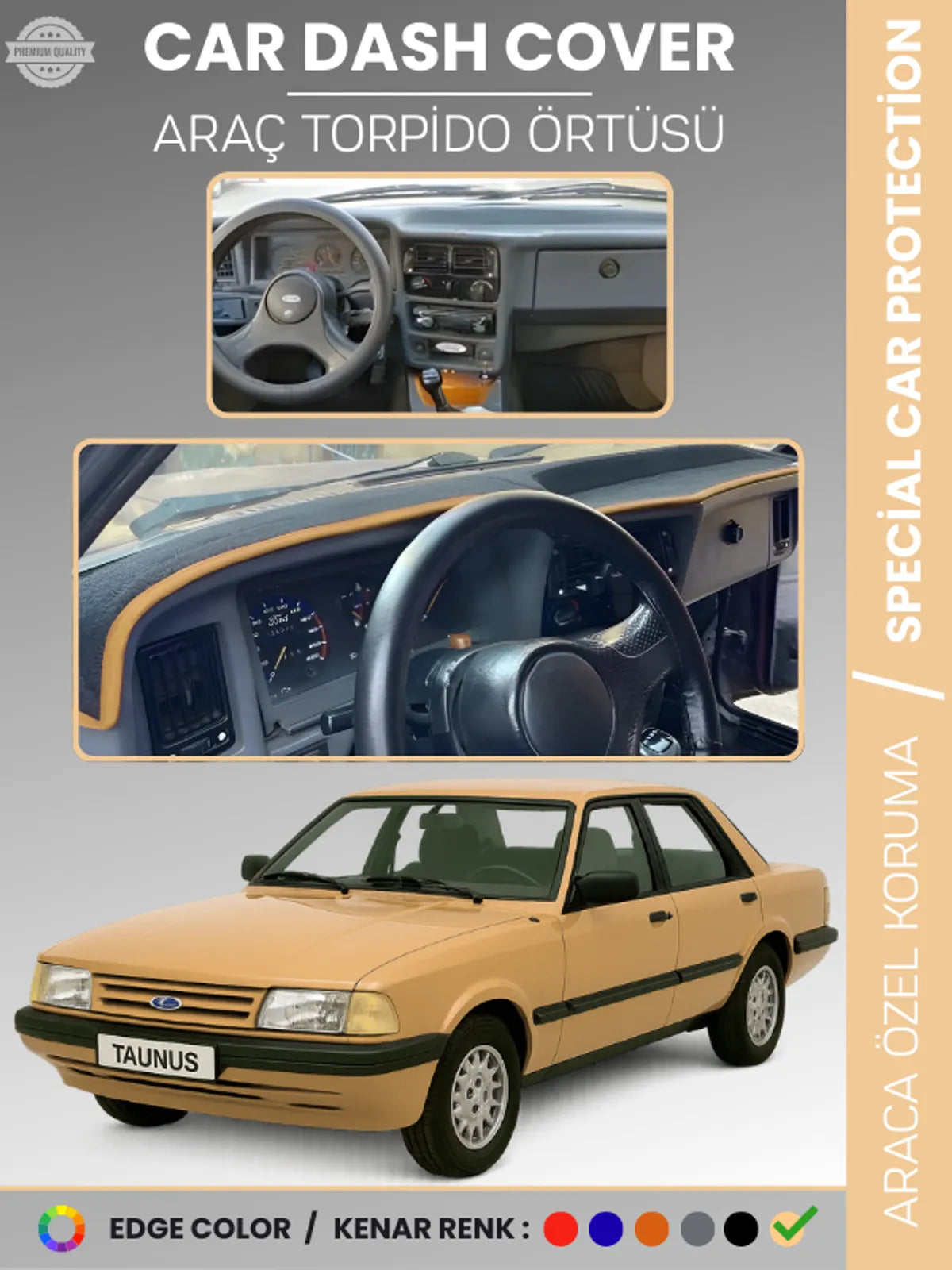 FORD TAUNNUS (1986-1994) Uyumlu Torpido Örtüsü Araca Özel Ön Göğüs Koruma