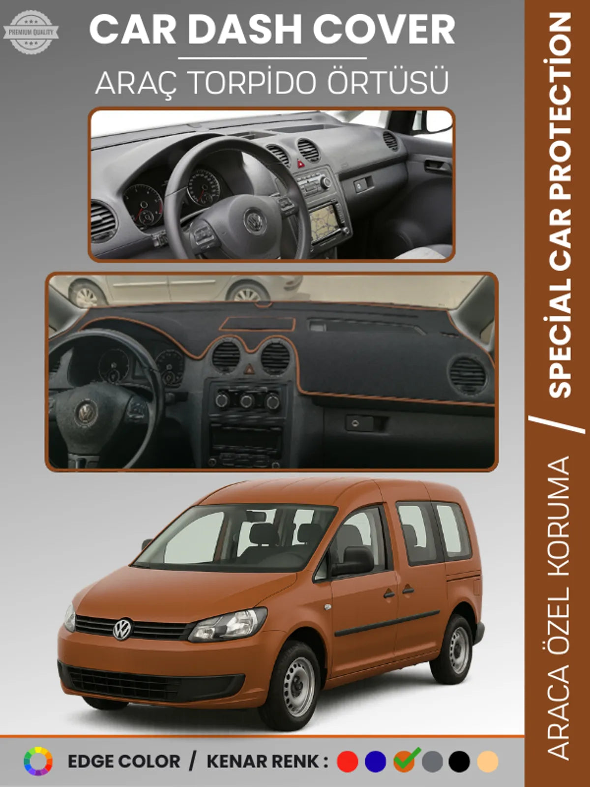 VOLKSWAGEN CADDY (2004-2015) Uyumlu Torpido Örtüsü Araca Özel Ön Göğüs Koruma