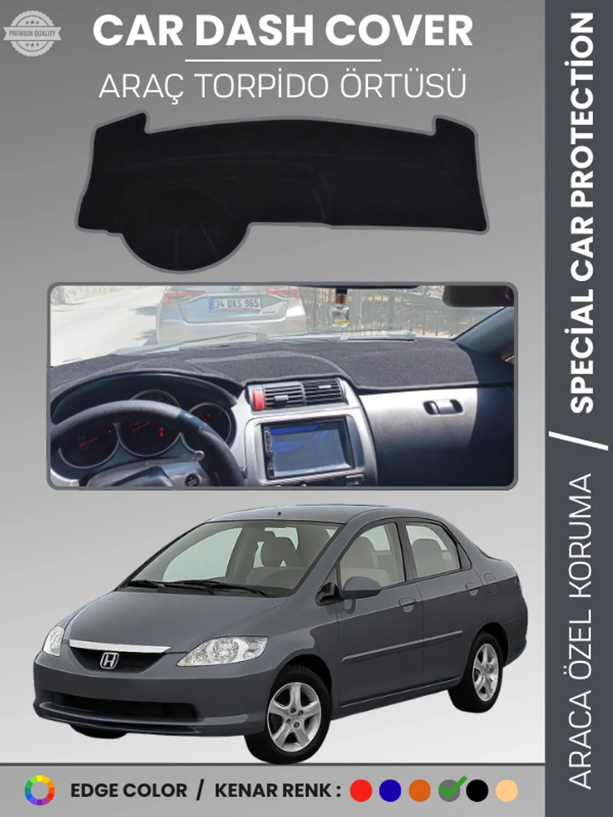 HONDA CITY (2002-2007) Uyumlu Torpido Örtüsü Araca Özel Ön Göğüs Koruma