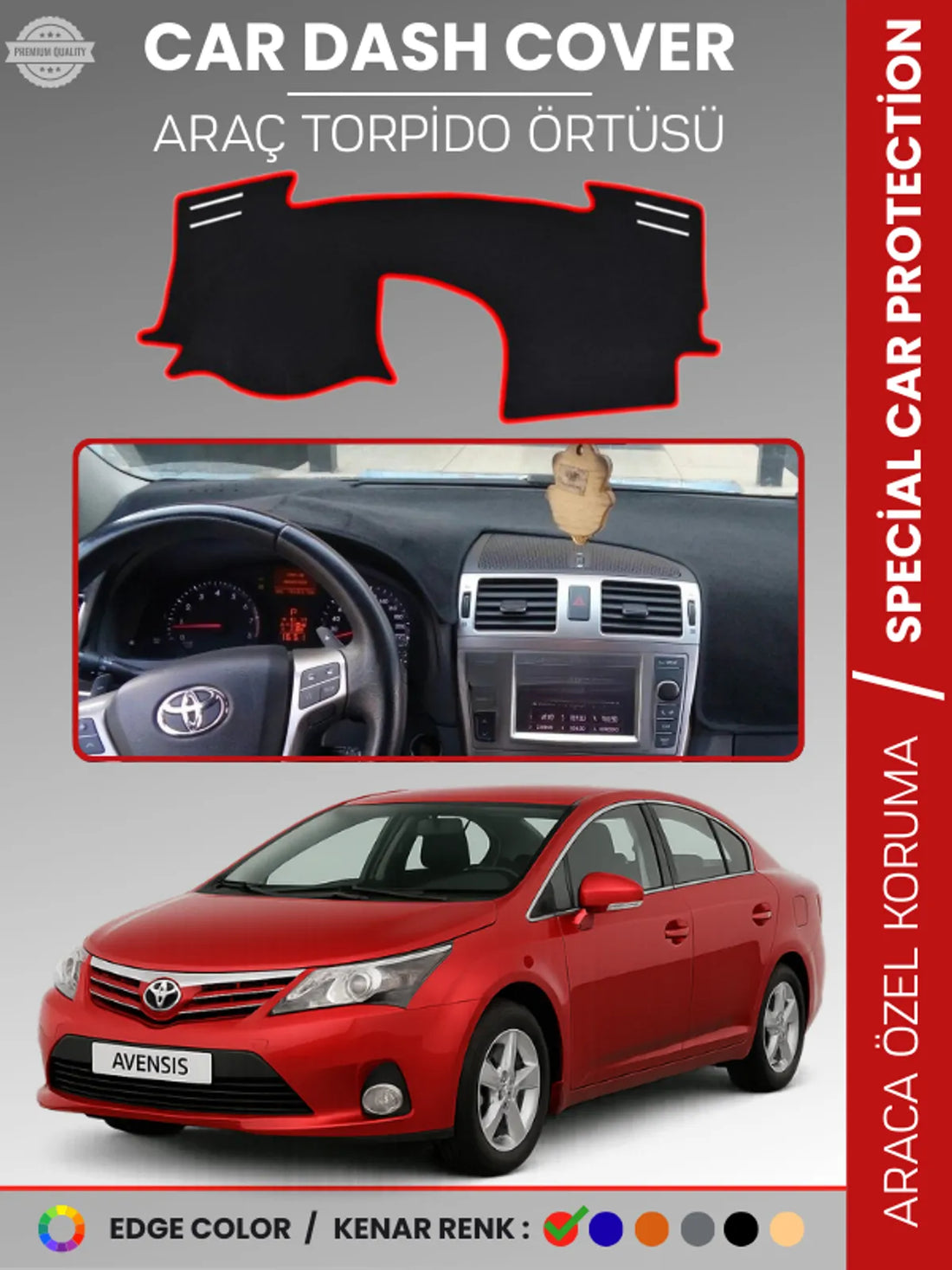 TOYOTA AVENSIS T27 (2009-2018) Uyumlu Torpido Örtüsü Araca Özel Ön Göğüs Koruma