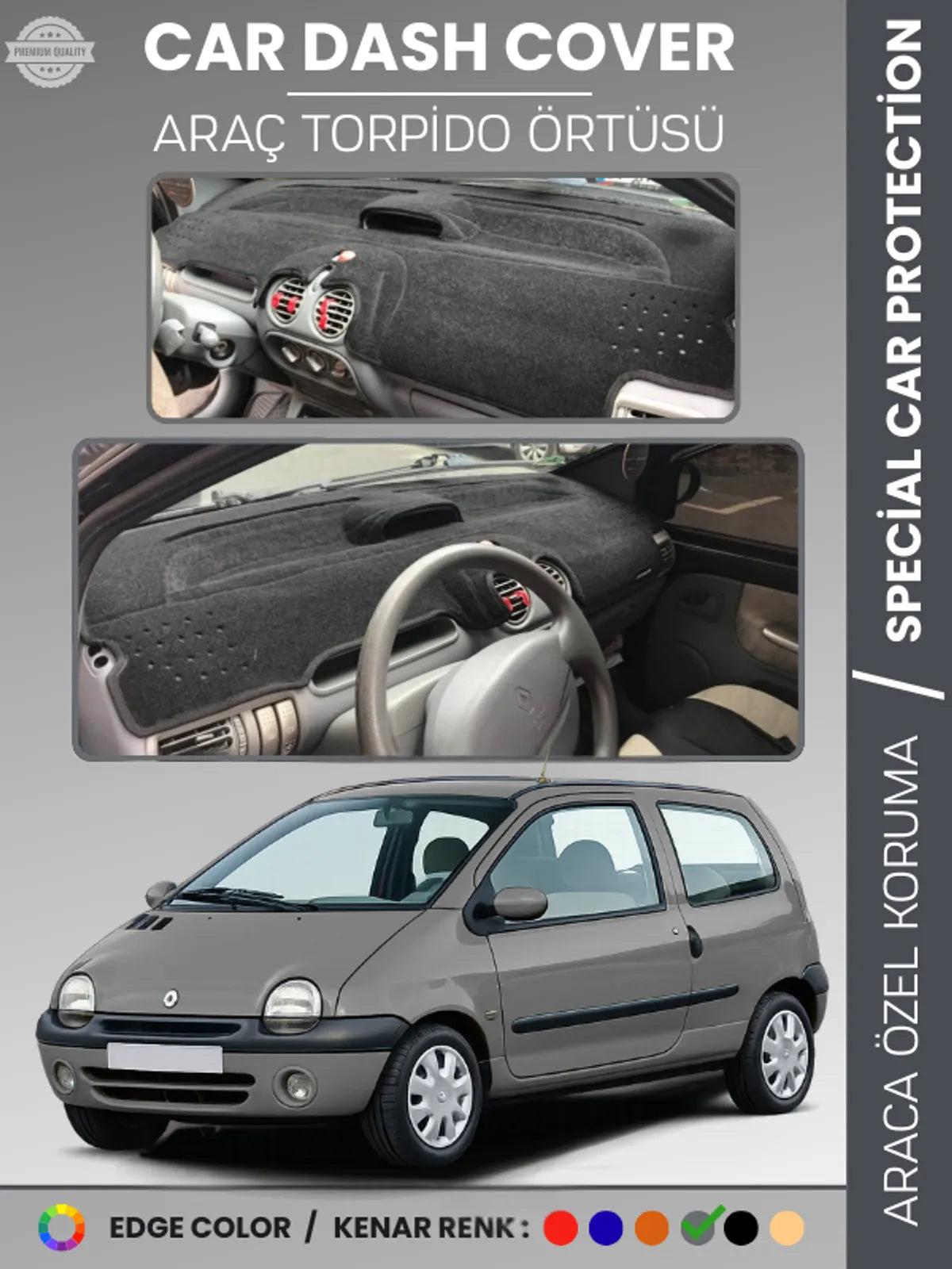 RENAULT TWINGO 1 (1998-2007) Uyumlu Torpido Örtüsü Araca Özel Ön Göğüs Koruma
