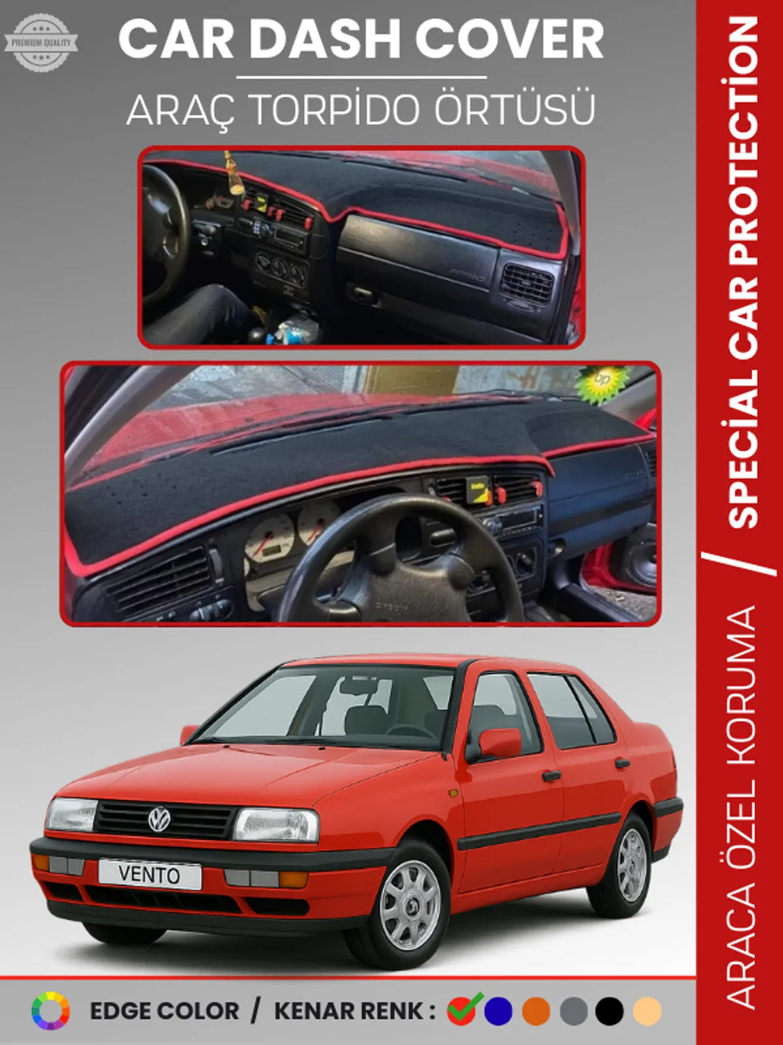 VOLKSWAGEN VENTO (1992-1998) Uyumlu Torpido Örtüsü Araca Özel Ön Göğüs Koruma