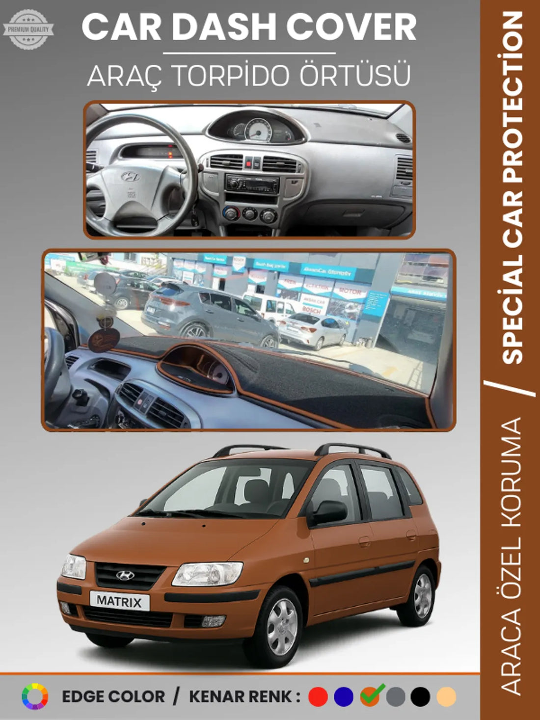 HYUNDAI MATRIX (2001-2010) Uyumlu Torpido Örtüsü Araca Özel Ön Göğüs Koruma