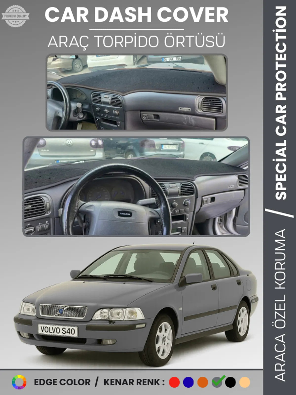 VOLVO S40 (1996-2002) Uyumlu Torpido Örtüsü Araca Özel Ön Göğüs Koruma
