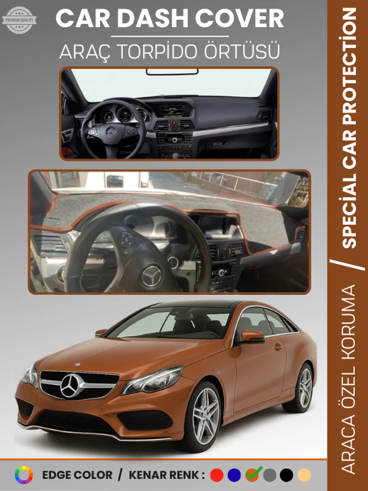 MERCEDES E CLASS COUPE C207 (2009-2017) Uyumlu Torpido Örtüsü Araca Özel Ön Göğüs Koruma