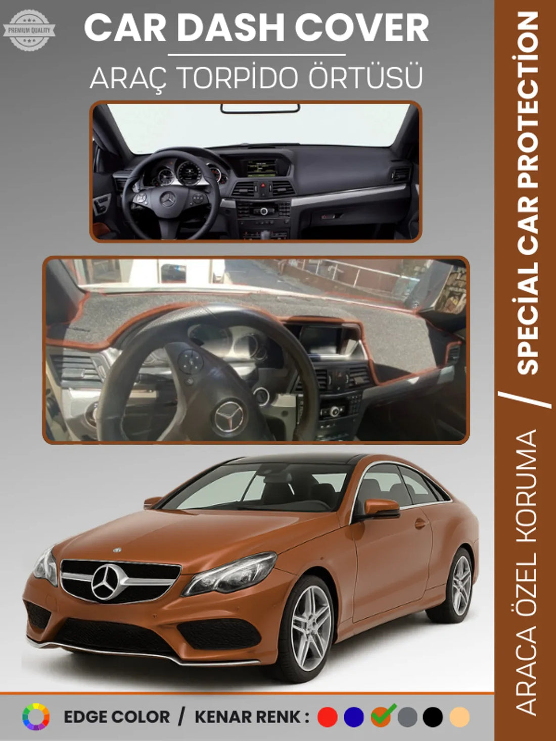 MERCEDES E CLASS COUPE C207 (2009-2017) Uyumlu Torpido Örtüsü Araca Özel Ön Göğüs Koruma
