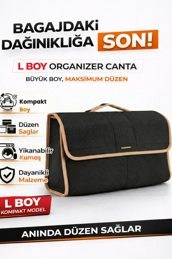 Oto Bagaj Çantası L Boy Kaymaz Cırt Bantlı Velur Kompakt Düzenleyici