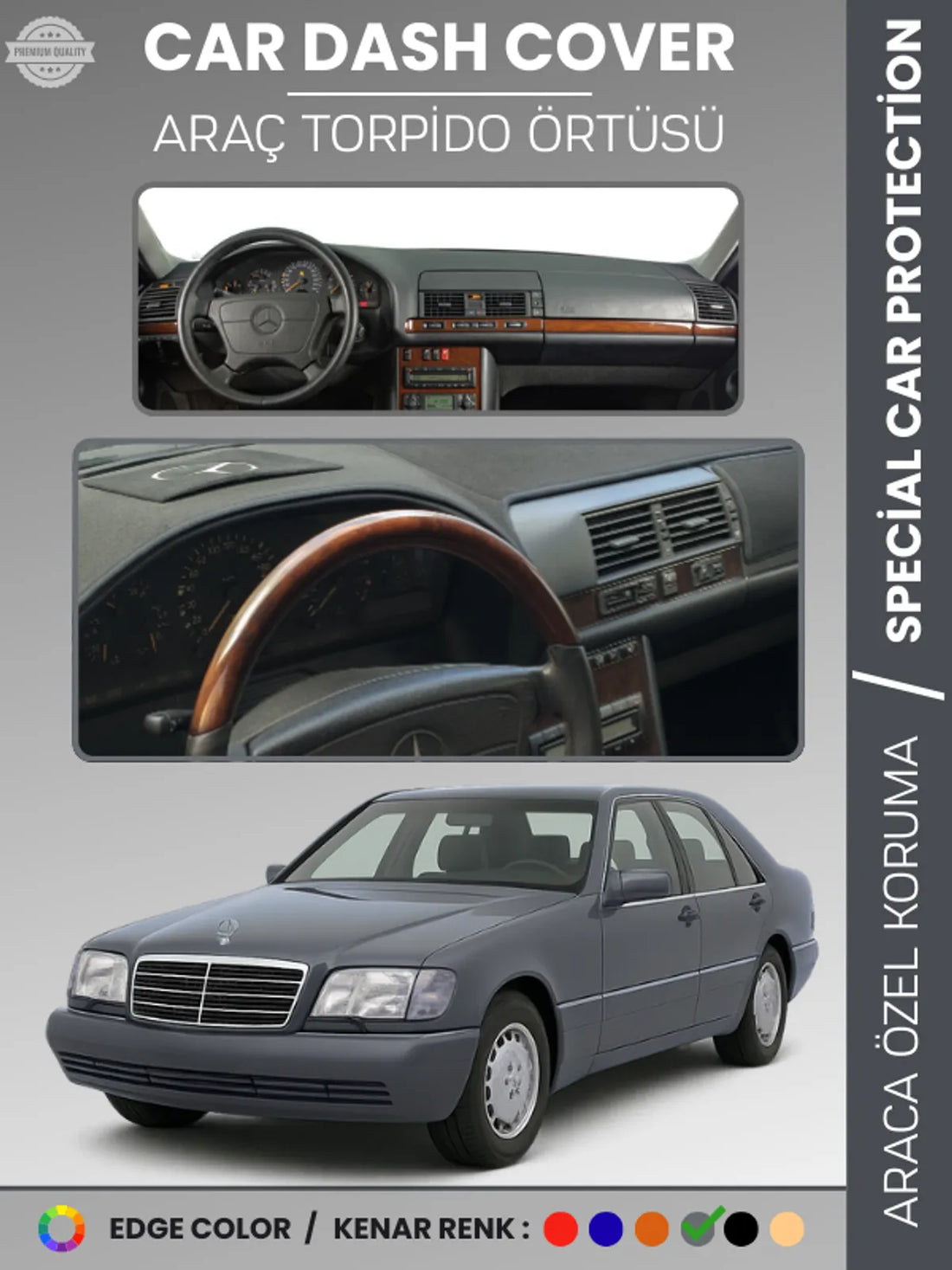 MERCEDES S CLASS W140 (1991-1998) Uyumlu Torpido Örtüsü Araca Özel Ön Göğüs Koruma