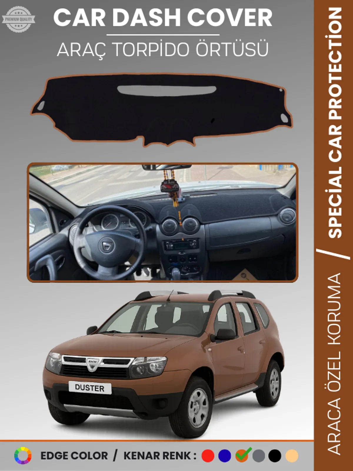 DACIA DUSTER (2009-2013) Uyumlu Torpido Örtüsü Araca Özel Ön Göğüs Koruma