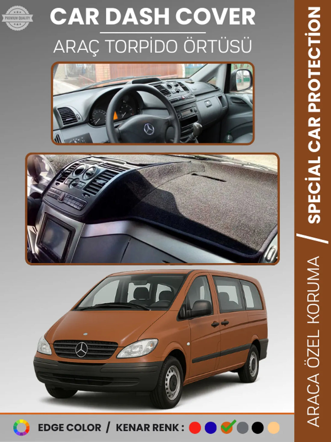 MERCEDES VITO / VIANO W639 (2003-2014) Uyumlu Torpido Örtüsü Araca Özel Ön Göğüs Koruma