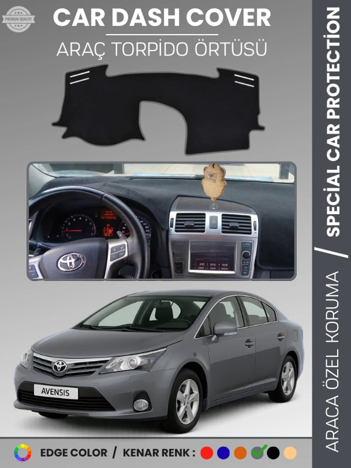 TOYOTA AVENSIS T27 (2009-2018) Uyumlu Torpido Örtüsü Araca Özel Ön Göğüs Koruma