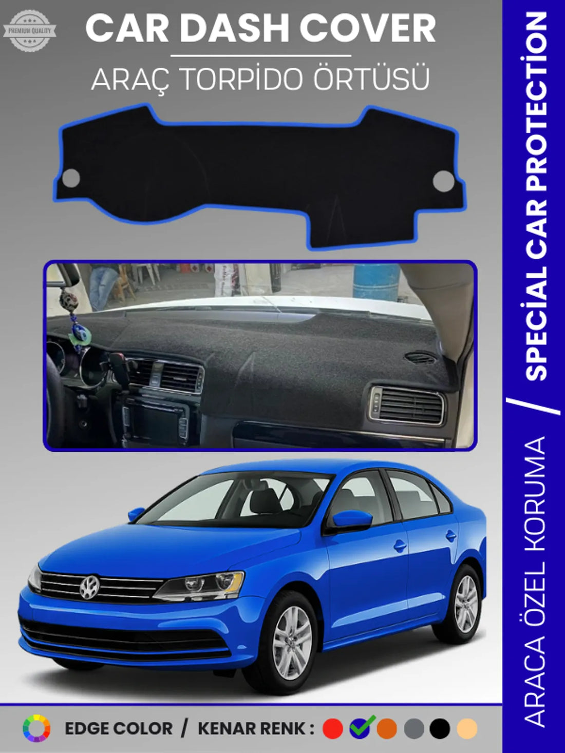 VOLKSWAGEN JETTA (2010-2021) Uyumlu Torpido Örtüsü Araca Özel Ön Göğüs Koruma
