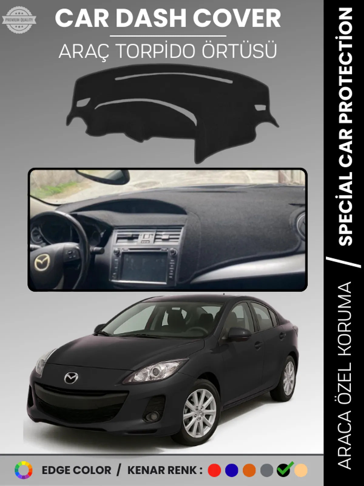MAZDA 3 (2009-2013) Uyumlu Torpido Örtüsü Araca Özel Ön Göğüs Koruma