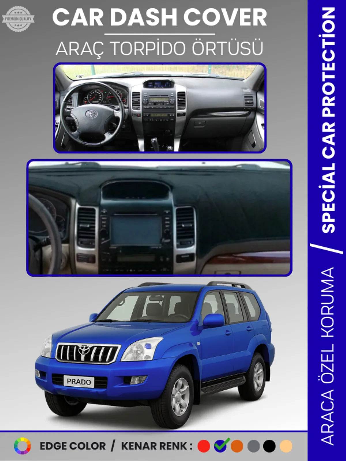 TOYOTA LAND CRUISER PRADO (2002-2009) Uyumlu Torpido Örtüsü Araca Özel Ön Göğüs Koruma