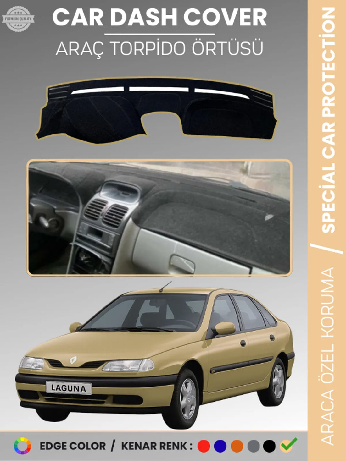 RENAULT LAGUNA 1 (1994-2001) Uyumlu Torpido Örtüsü Araca Özel Ön Göğüs Koruma