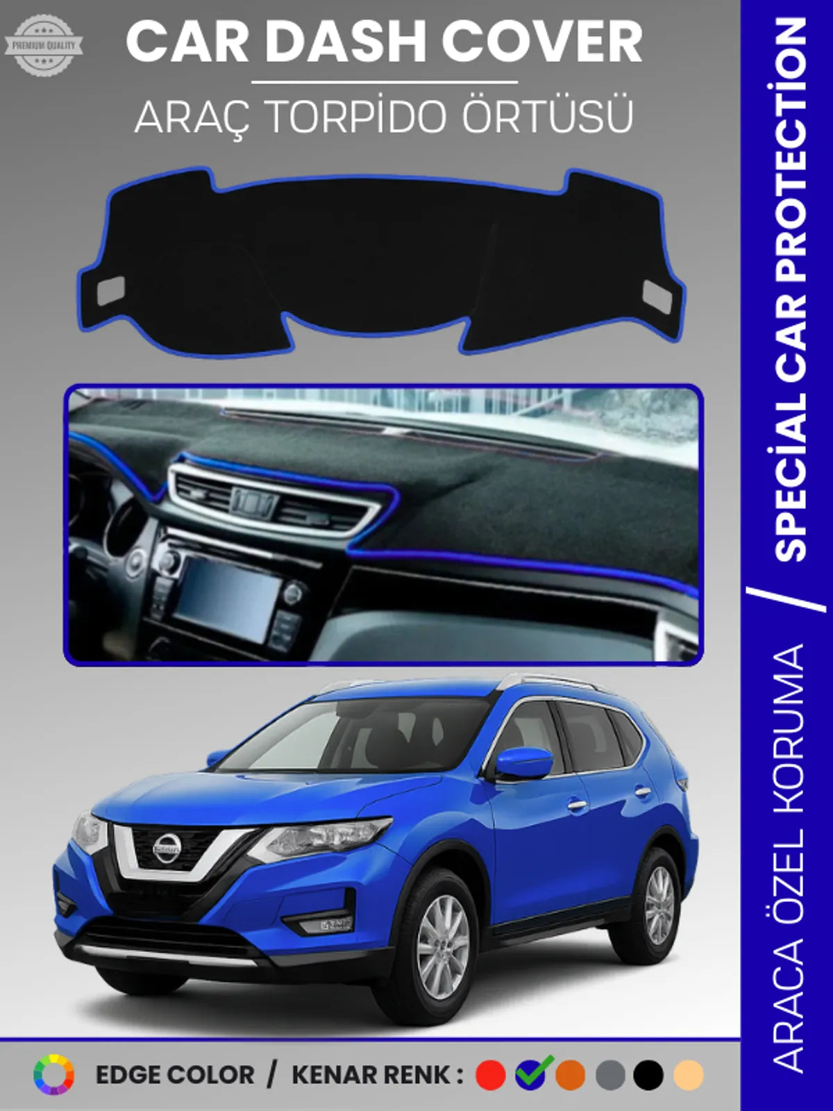 NISSAN X-TRAIL T32 (2014-2021) Uyumlu Torpido Örtüsü Araca Özel Ön Göğüs Koruma