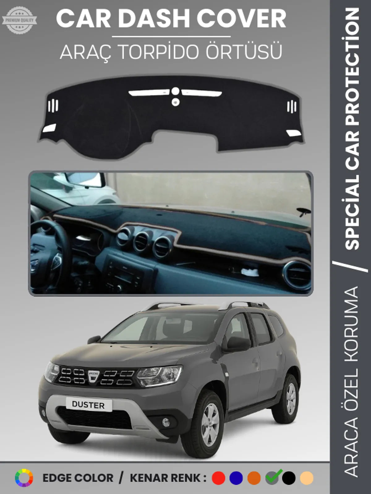 DACIA DUSTER (2018-2020) Uyumlu Torpido Örtüsü Araca Özel Ön Göğüs Koruma