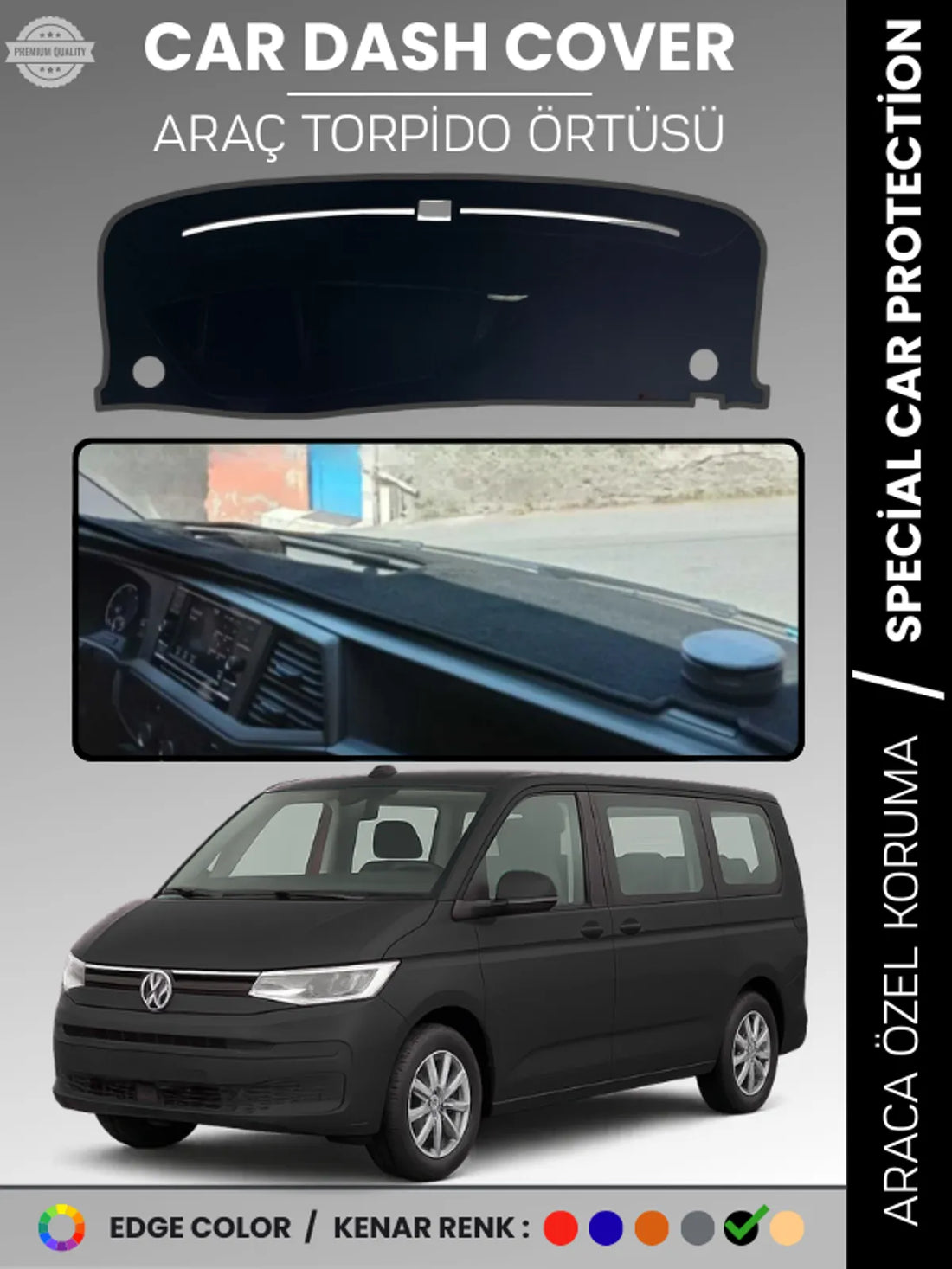 VOLKSWAGEN TRANSPORTER T7 (2021+) Uyumlu Torpido Örtüsü Araca Özel Ön Göğüs Koruma