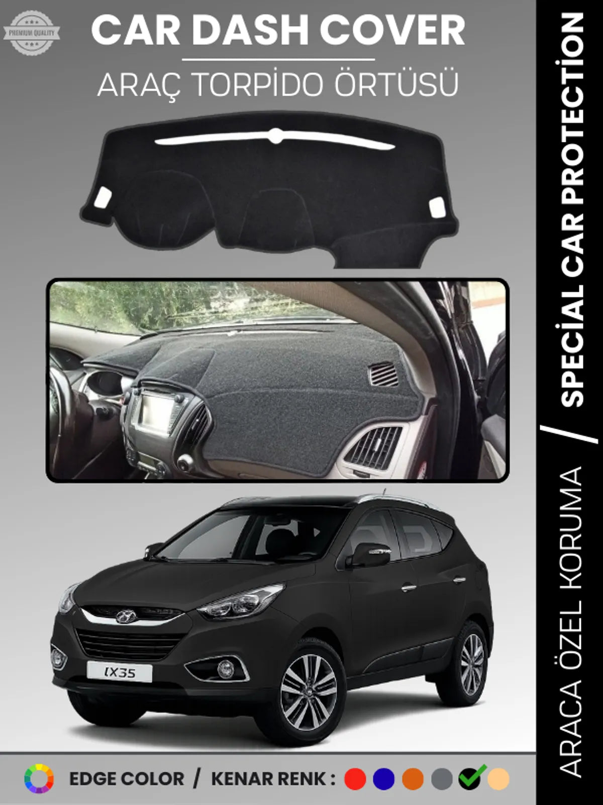 HYUNDAİ İX35 (2009-2015) Uyumlu Torpido Örtüsü Araca Özel Ön Göğüs Koruma