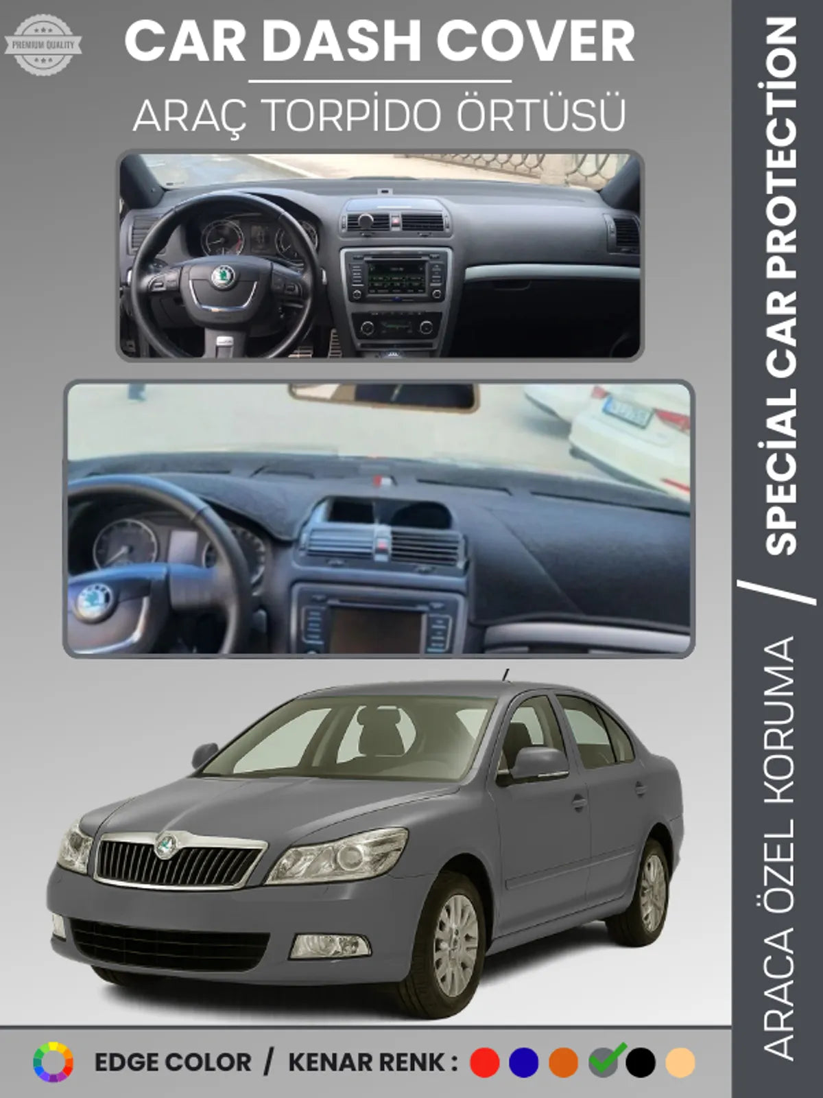 SKODA OCTAVİA (2006-2013) Uyumlu Torpido Örtüsü Araca Özel Ön Göğüs Koruma