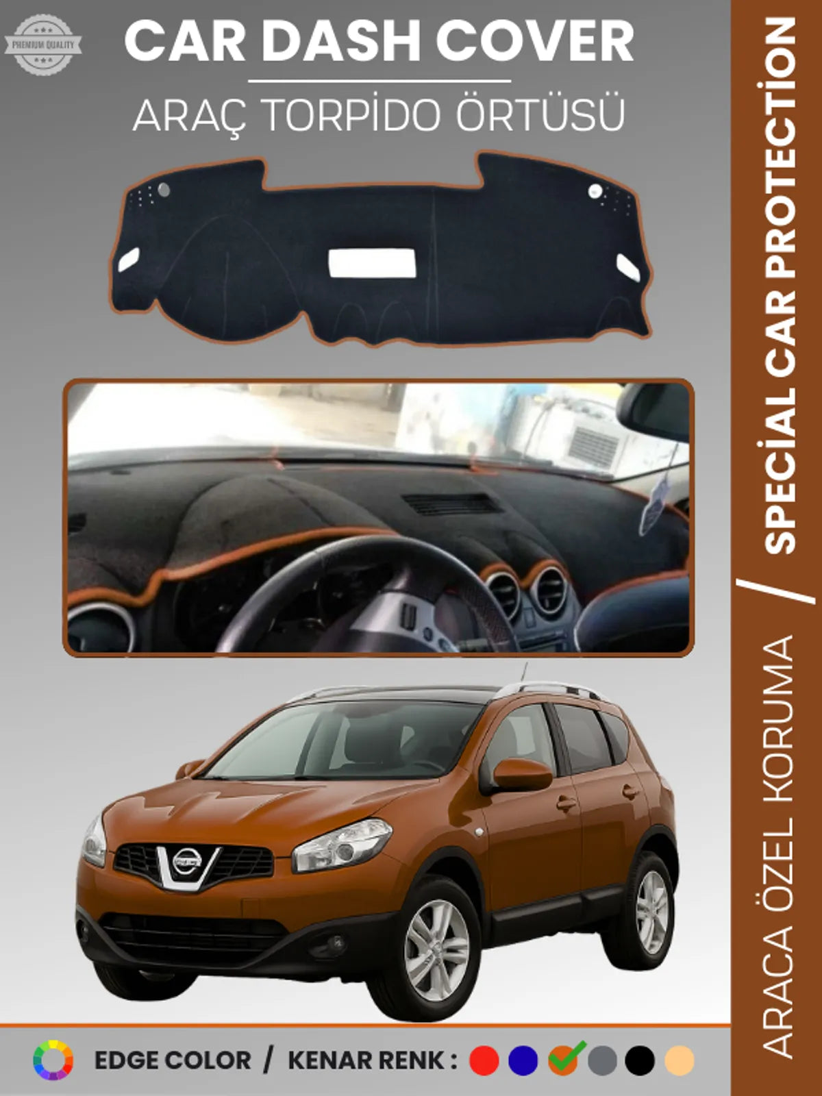 NİSSAN QASHQAİ J10 (2007-2013) Uyumlu Torpido Örtüsü Araca Özel Ön Göğüs Koruma