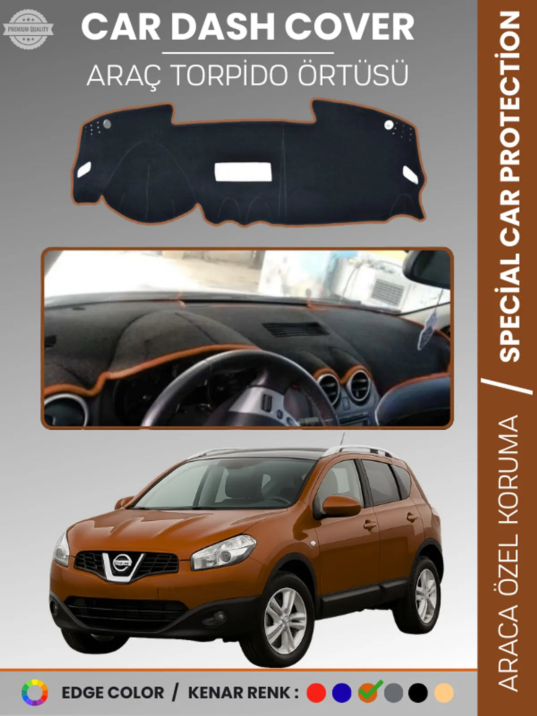 NİSSAN QASHQAİ J10 (2007-2013) Uyumlu Torpido Örtüsü Araca Özel Ön Göğüs Koruma