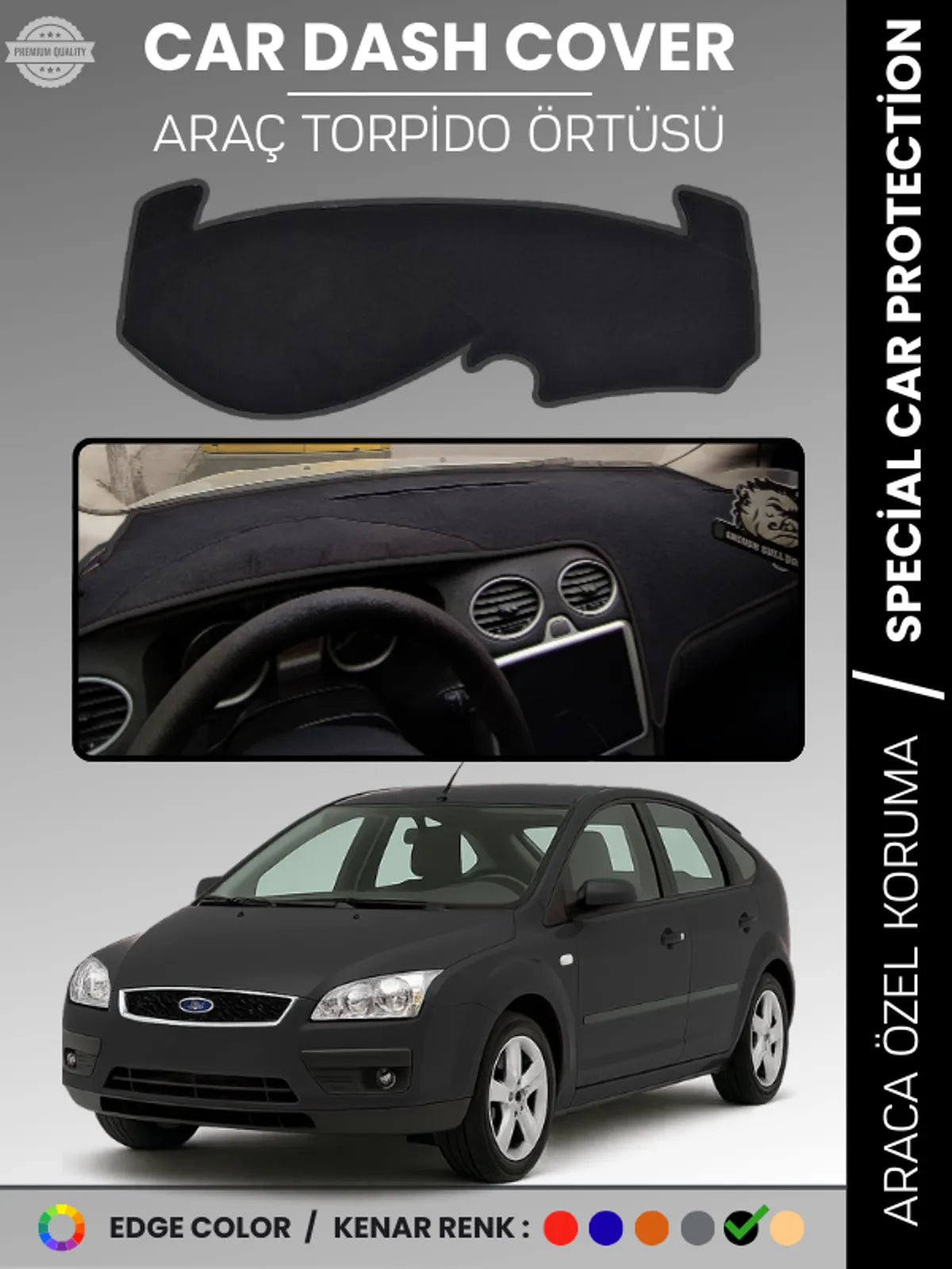 FORD FOCUS 2 (2005-2008) Uyumlu Torpido Örtüsü Araca Özel Ön Göğüs Koruma