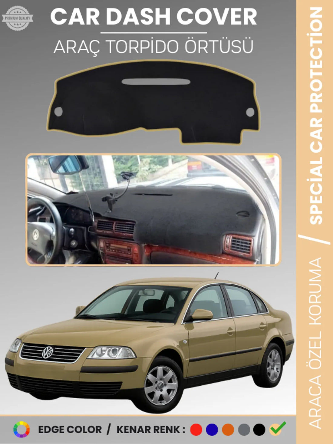 VOLKSWAGEN PASSAT B5 (1996-2005) Uyumlu Torpido Örtüsü Araca Özel Ön Göğüs Koruma