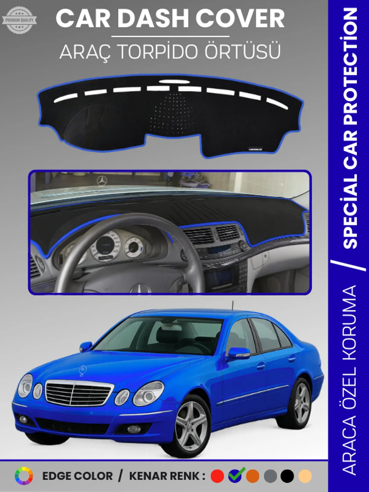 MERCEDES E200 / E220 / E240 / E270 W211 (2002-2009) Uyumlu Torpido Örtüsü Araca Özel Ön Göğüs Koruma