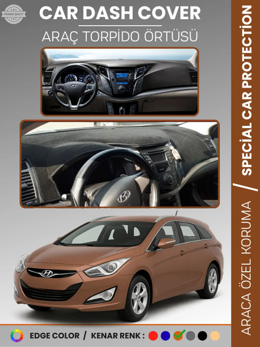 HYUNDAI i40 (2011-2019) Uyumlu Torpido Örtüsü Araca Özel Ön Göğüs Koruma