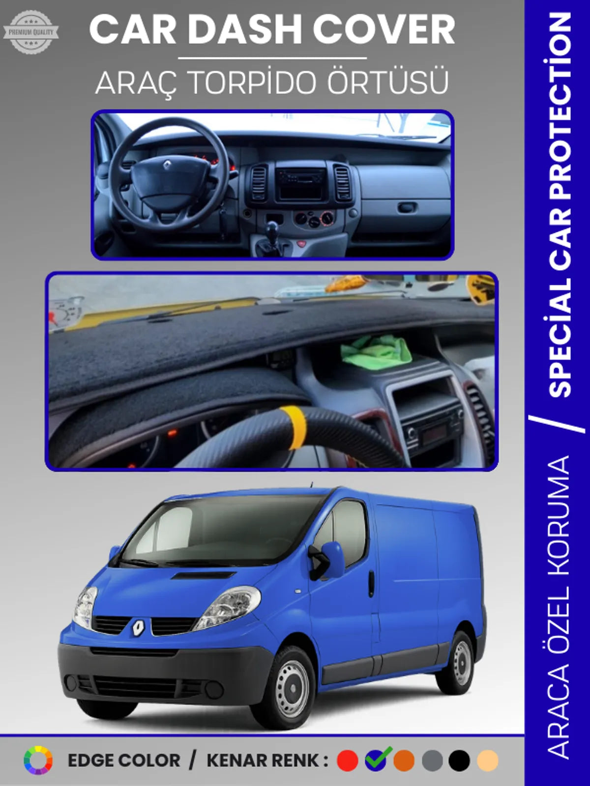 RENAULT TRAFIC 2 (2001-2014) Uyumlu Torpido Örtüsü Araca Özel Ön Göğüs Koruma