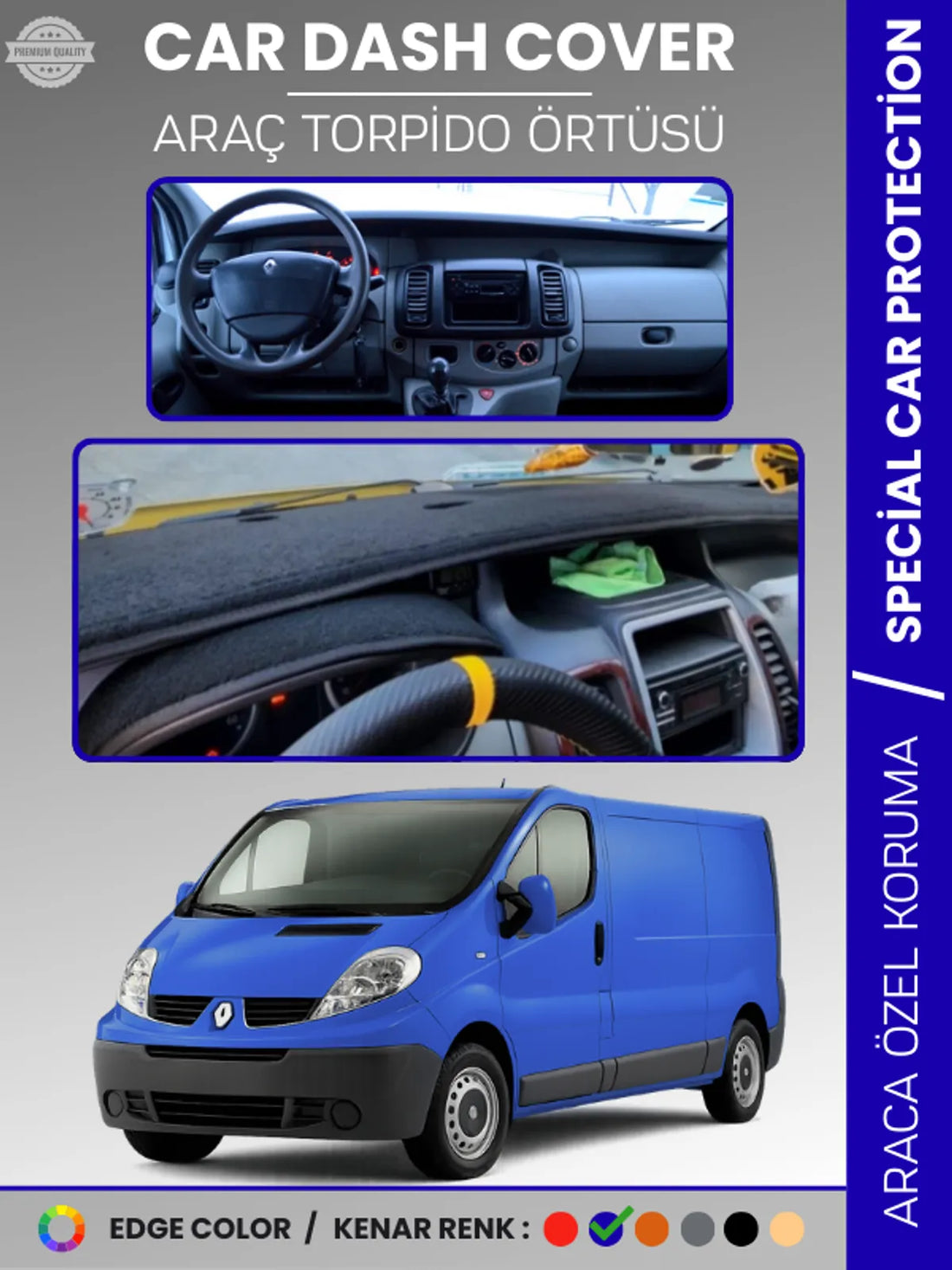 RENAULT TRAFIC 2 (2001-2014) Uyumlu Torpido Örtüsü Araca Özel Ön Göğüs Koruma