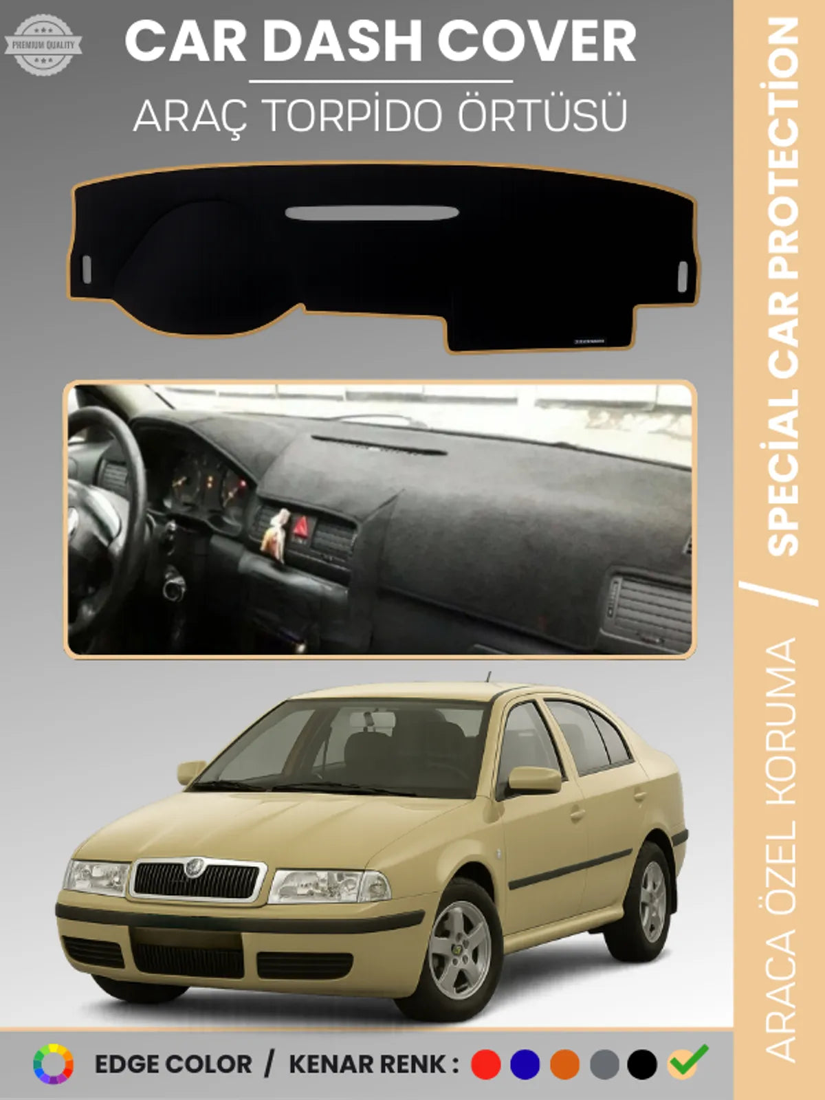 SKODA OCTAVİA (2001-2004) Uyumlu Torpido Örtüsü Araca Özel Ön Göğüs Koruma