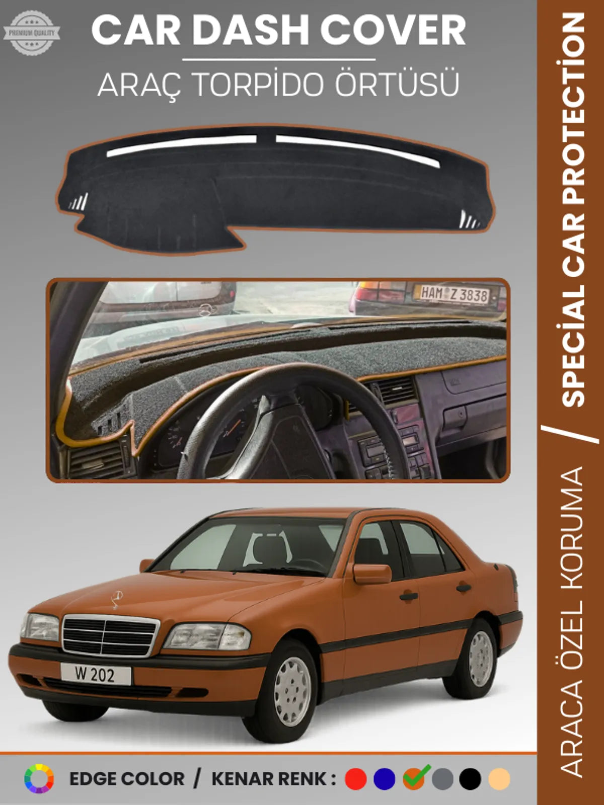 MERCEDES C CLASS W202 (1993-2000) Uyumlu Torpido Örtüsü Araca Özel Ön Göğüs Koruma