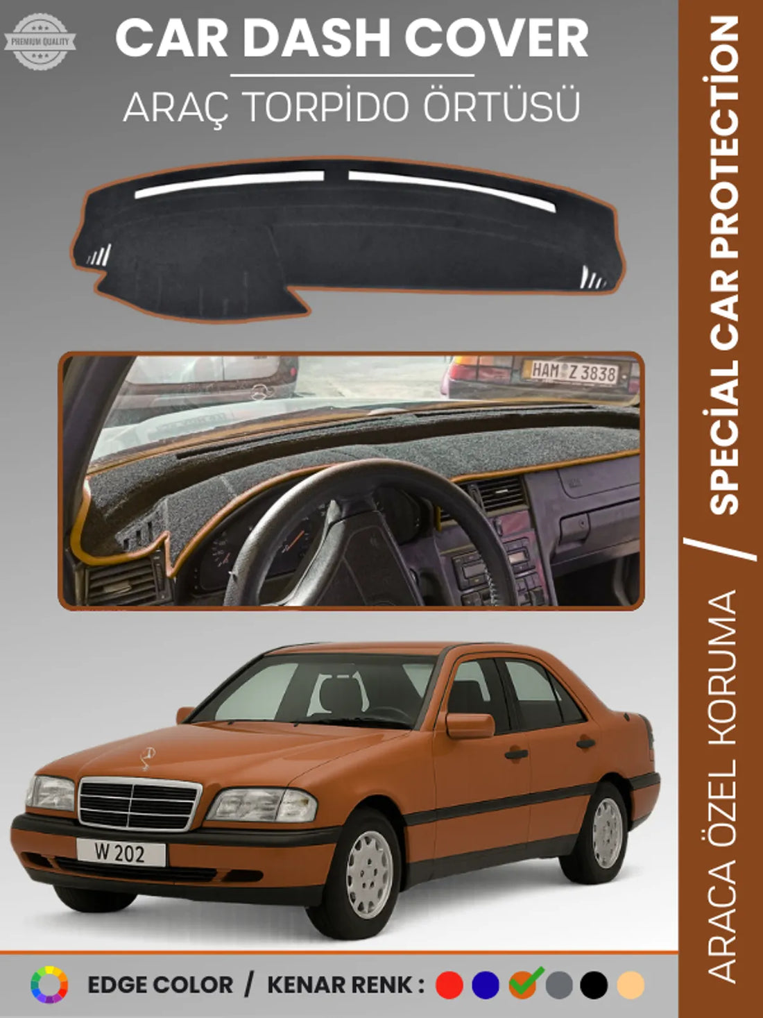 MERCEDES C CLASS W202 (1993-2000) Uyumlu Torpido Örtüsü Araca Özel Ön Göğüs Koruma