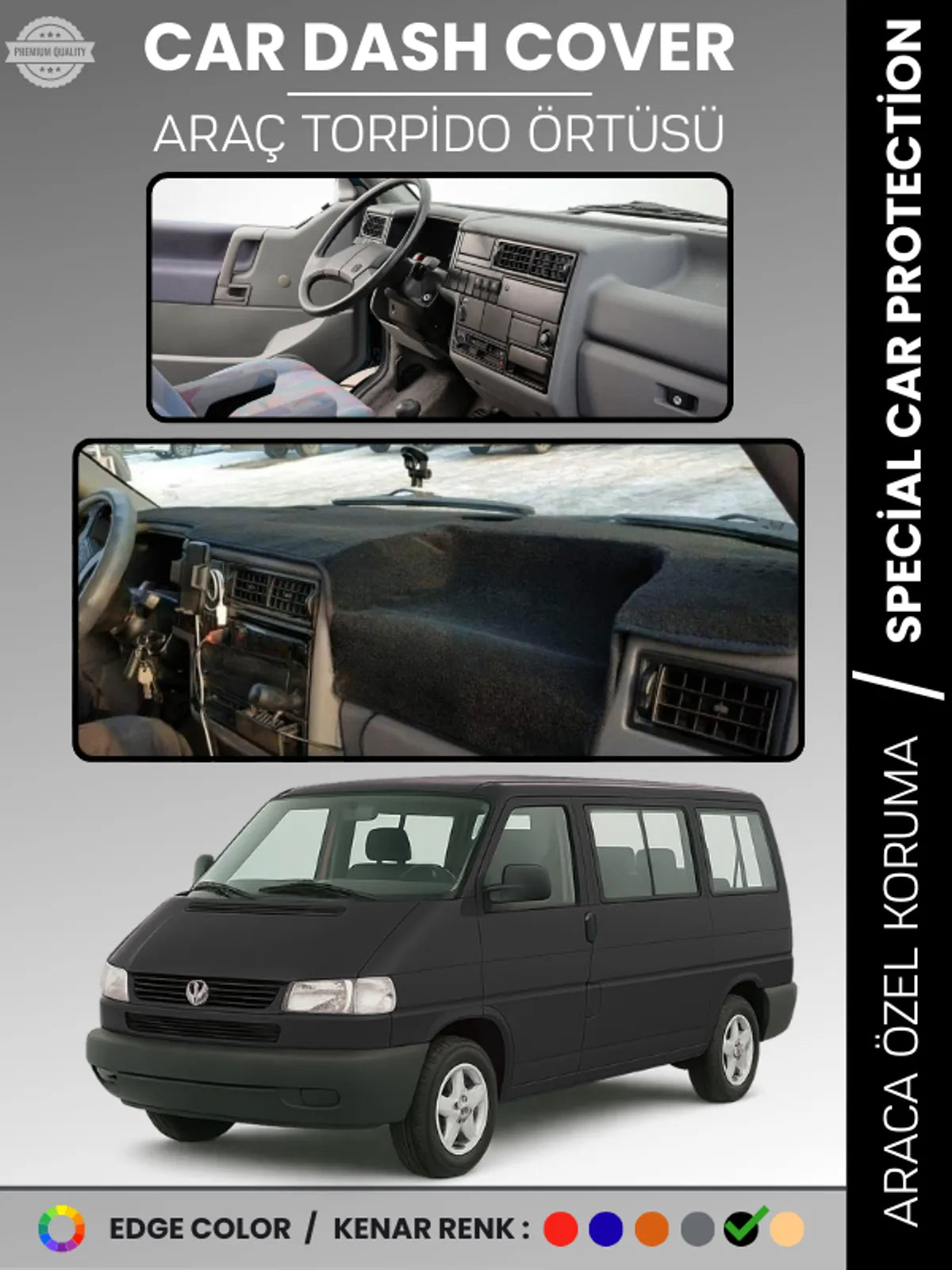 VOLKSWAGEN TRANSPORTER T4 (1990-2003) Uyumlu Torpido Örtüsü Araca Özel Ön Göğüs Koruma