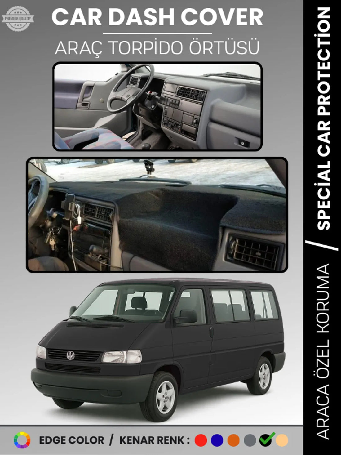 VOLKSWAGEN TRANSPORTER T4 (1990-2003) Uyumlu Torpido Örtüsü Araca Özel Ön Göğüs Koruma