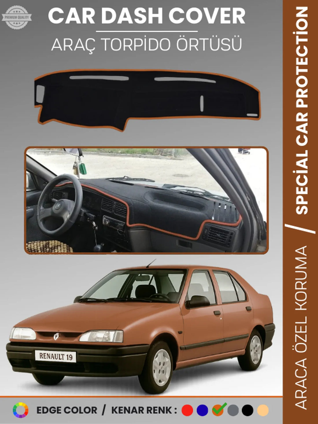 RENAULT 19 Uyumlu Torpido Örtüsü Araca Özel Ön Göğüs Koruma