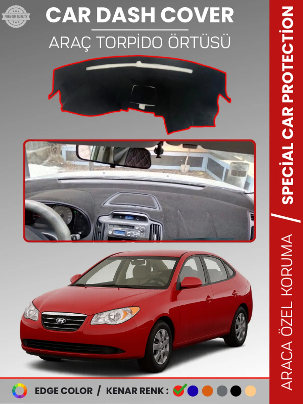 HYUNDAİ ELANTRA (2007-2011) Uyumlu Torpido Örtüsü Araca Özel Ön Göğüs Koruma