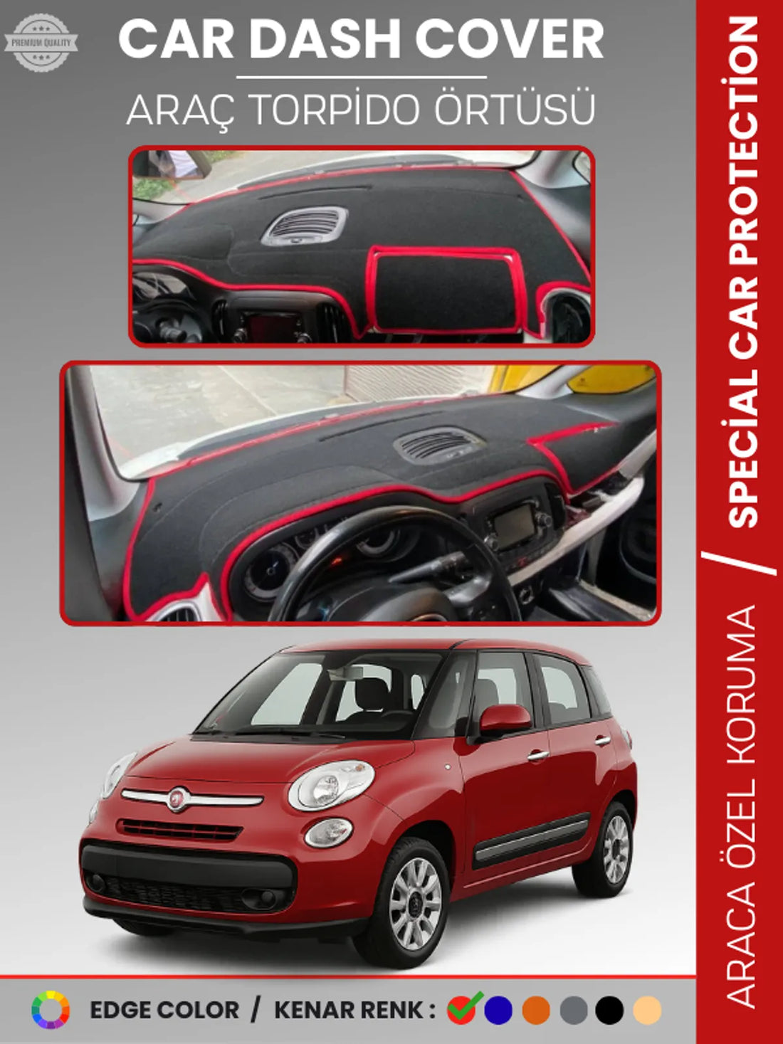 FIAT 500L (2013-2017) Uyumlu Torpido Örtüsü Araca Özel Ön Göğüs Koruma
